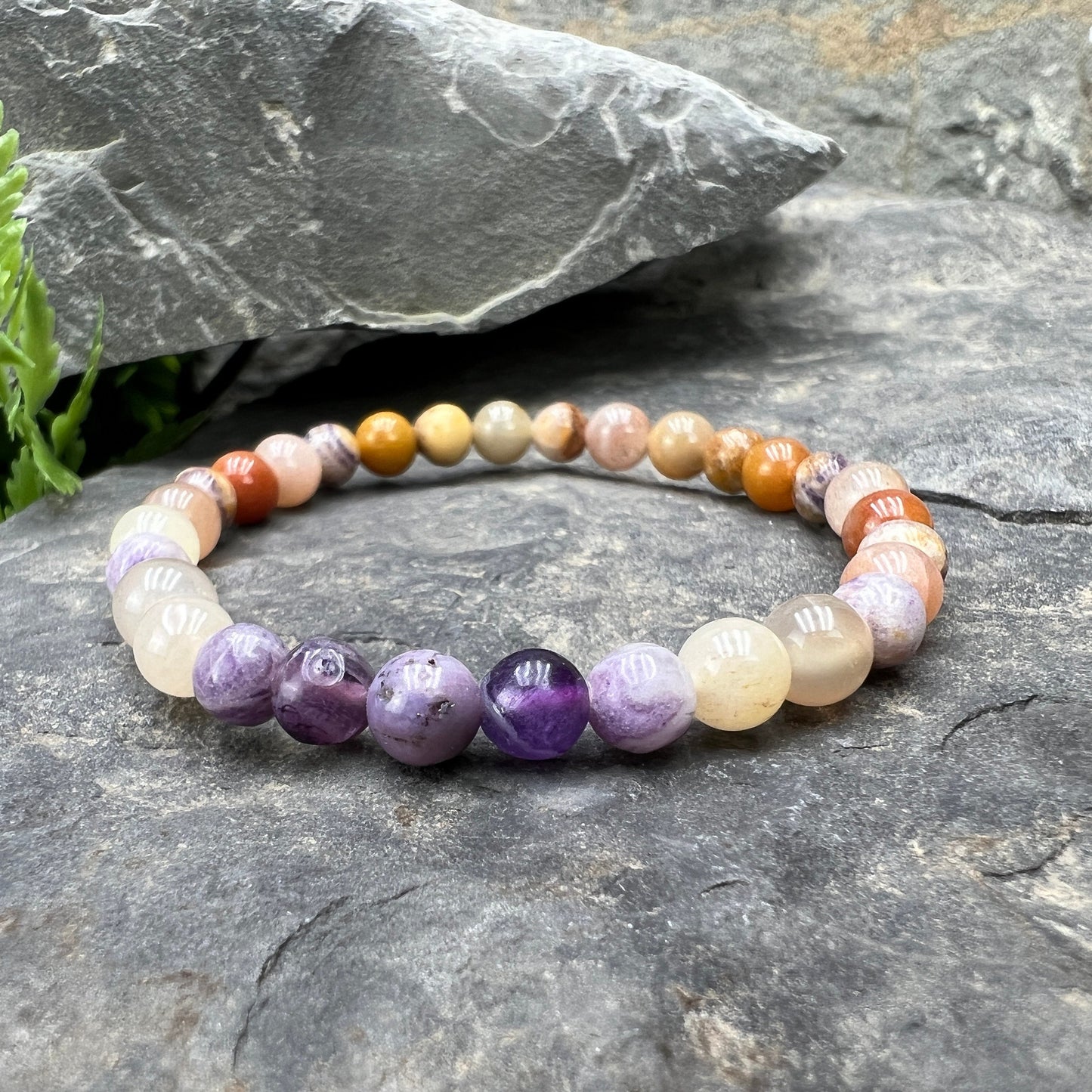 Prosperity, Passion & Protection - Sapphire, Aventurine, Fluorite and Moonstone Beaded Bracelet - Dainty Bohemian Style Stackable Jewelry