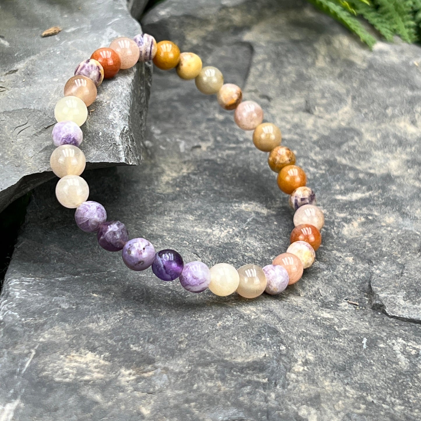 Prosperity, Passion & Protection - Sapphire, Aventurine, Fluorite and Moonstone Beaded Bracelet - Dainty Bohemian Style Stackable Jewelry