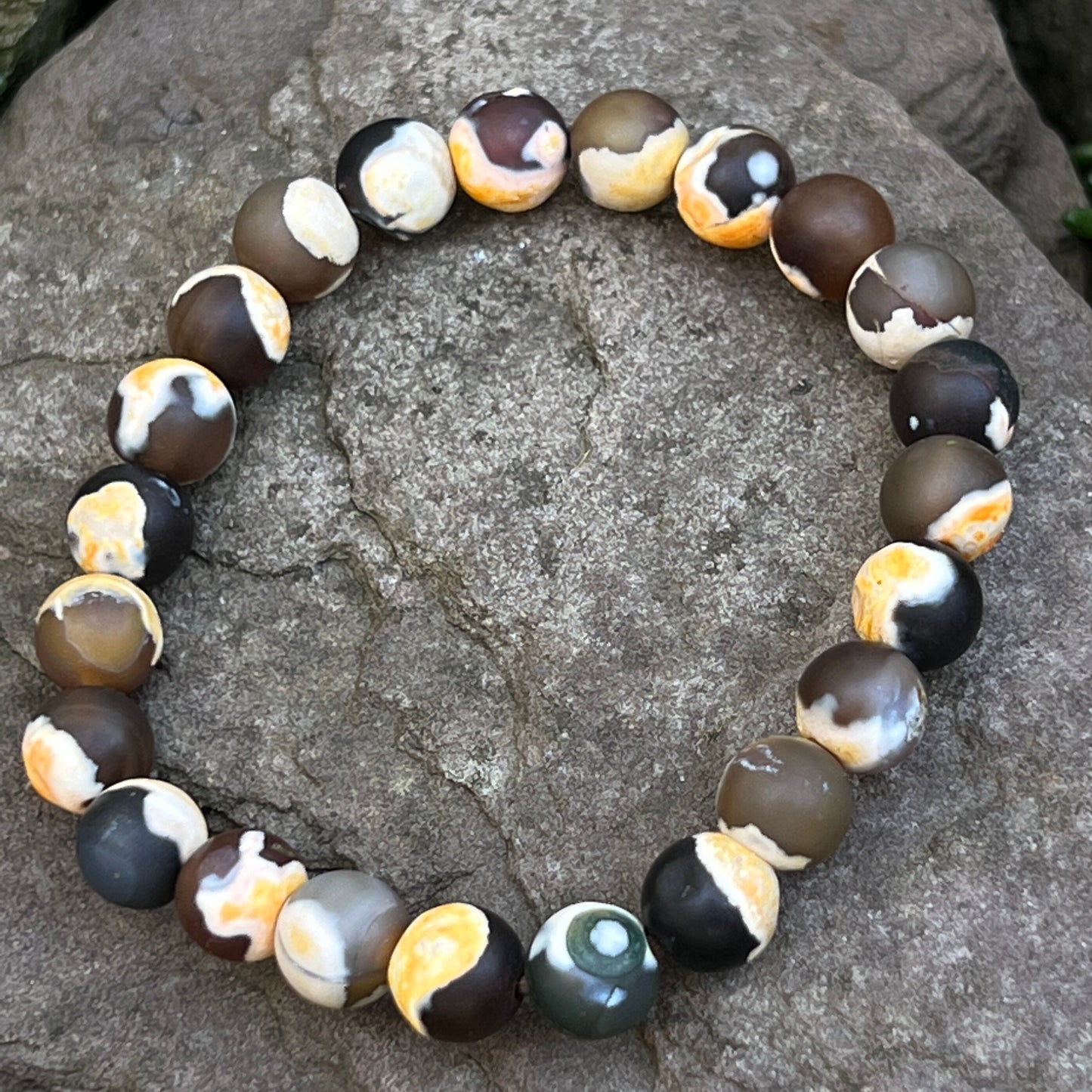 Root, Sacral & Solar Plexus Chakra Gemstone Beaded Bracelet, Natural Agate Jewelry, Yoga Wrist Mala, Stackable