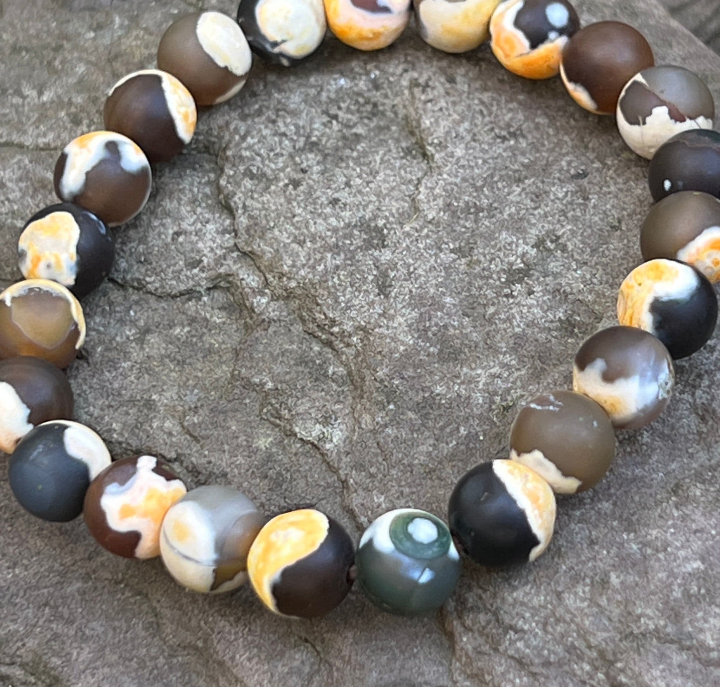 Root, Sacral & Solar Plexus Chakra Gemstone Beaded Bracelet, Natural Agate Jewelry, Yoga Wrist Mala, Stackable