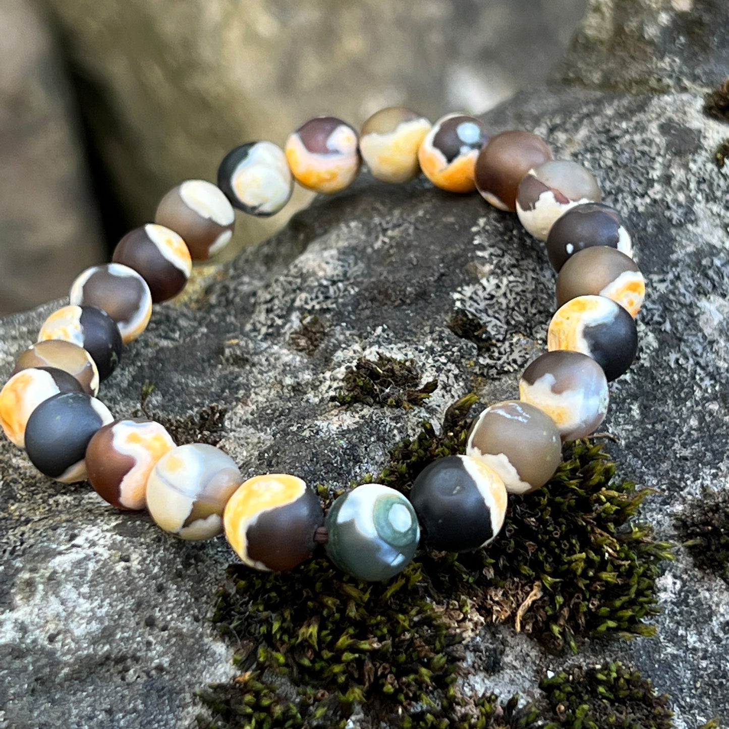 Root, Sacral & Solar Plexus Chakra Gemstone Beaded Bracelet, Natural Agate Jewelry, Yoga Wrist Mala, Stackable